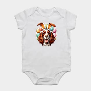 Welsh Springer Spaniel Embraces Easter with Bunny Ears Baby Bodysuit